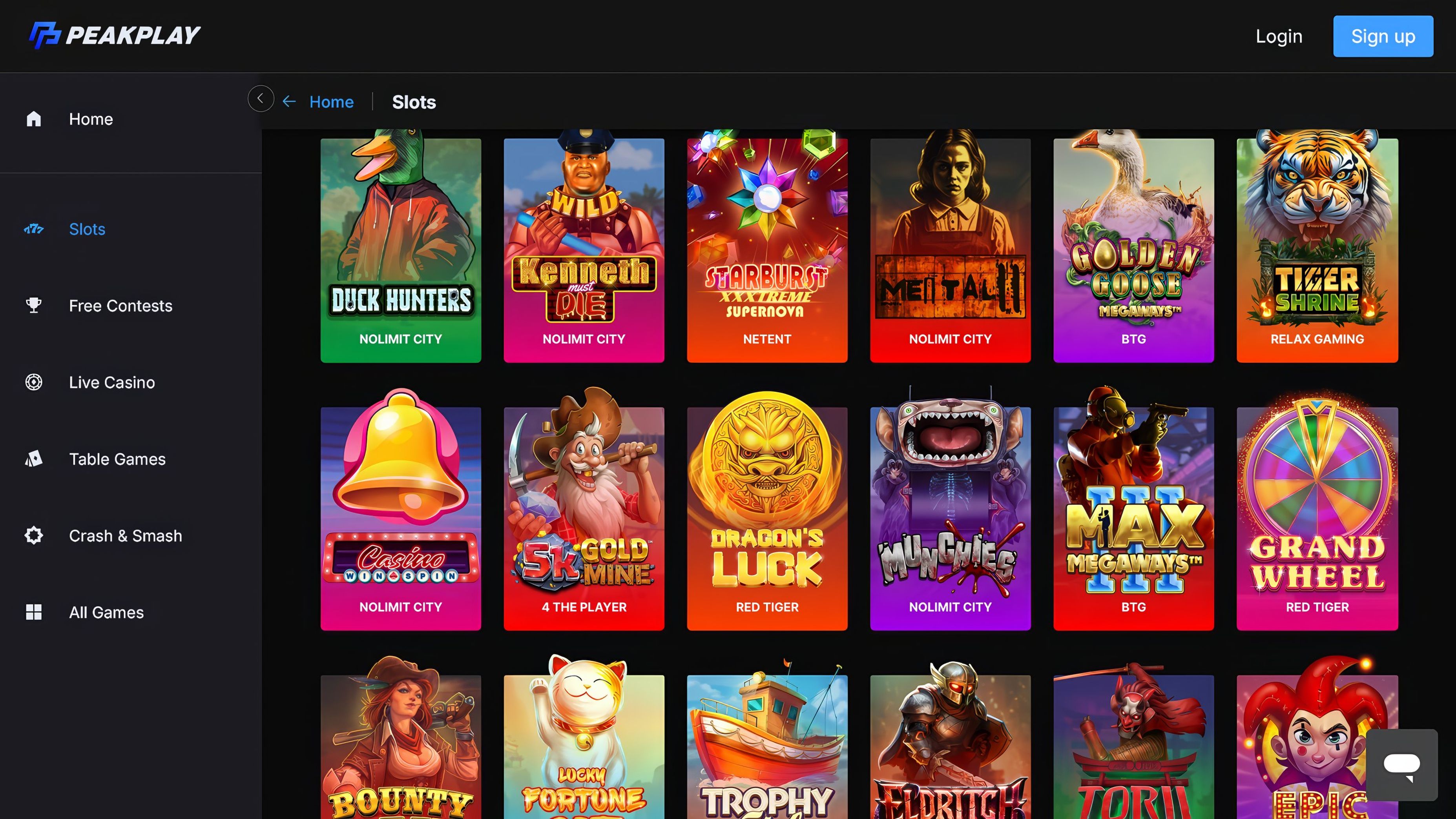 PeakPlay Casino desktop screenshot 2